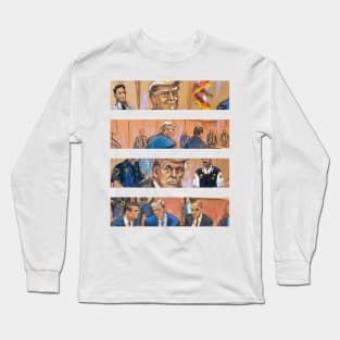 Trump Courtroom Sketch Comic Book Strip Long Sleeve T-Shirt